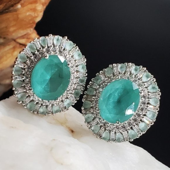 Sterling Silver 925 Earrings Natural Chalcedony Gem Designer Silversmith - Picture 1 of 11